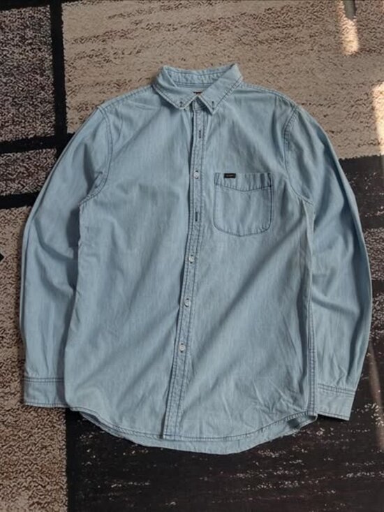Other - Denim Chambray Light Wash Long Sleeve Button Down Shirt Men's Large